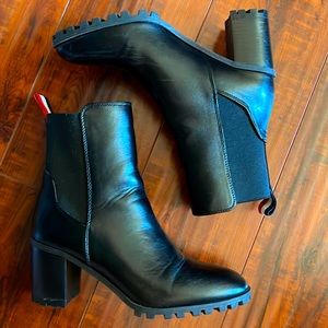 Black Leather Heeled Boots